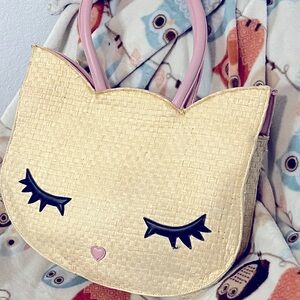 Betsy Johnson Straw Cat Purse 🐱 👛